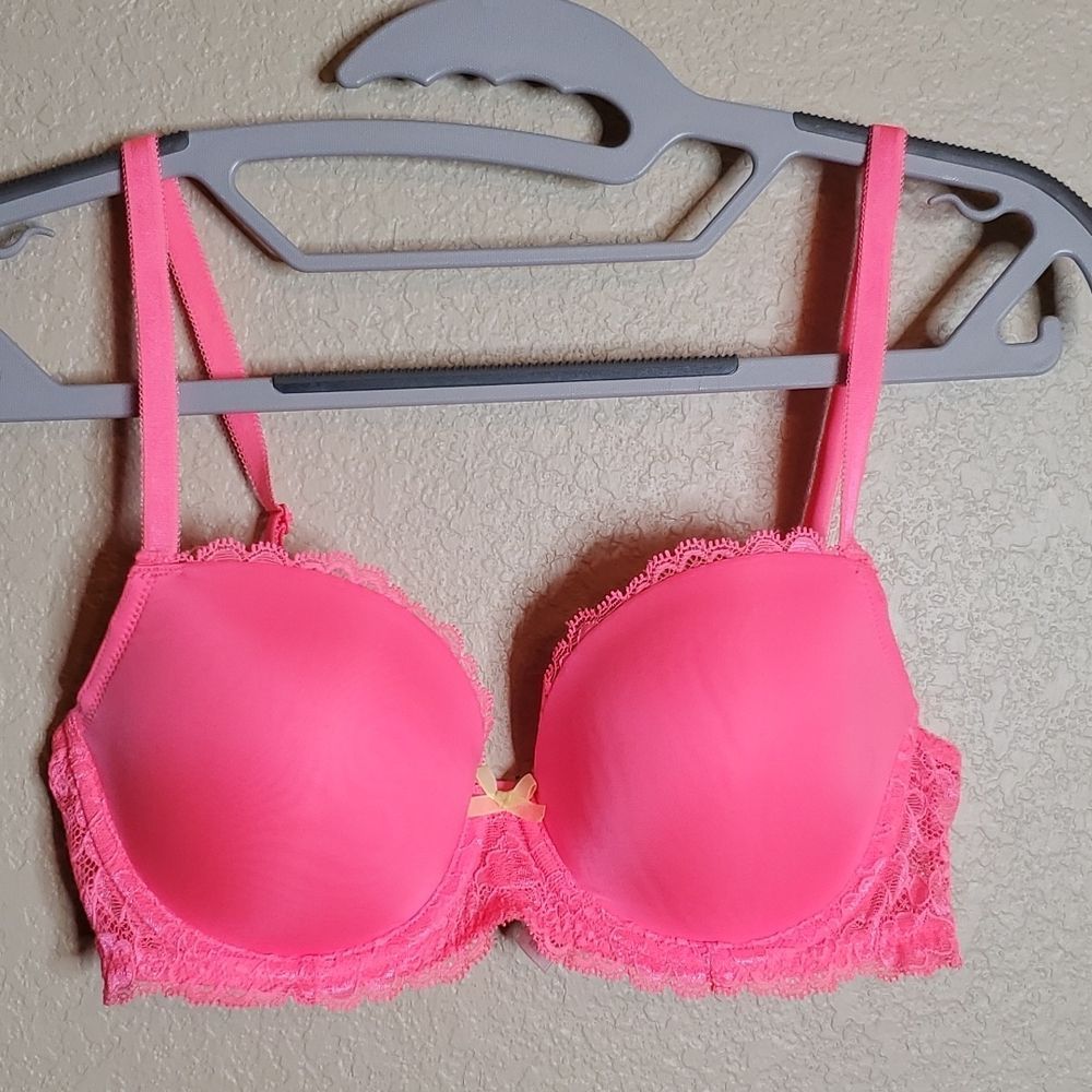 Victoria's Secret 32D Neon Pink Dream Angels  Lined Demi bra